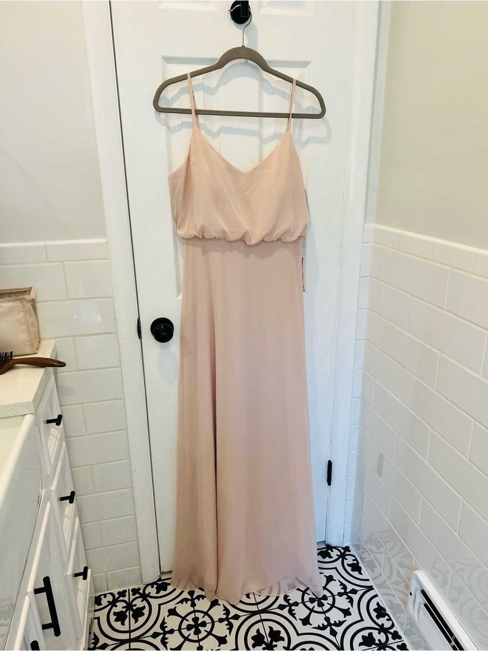 Strapless Blouson Maxi Dress in Blush